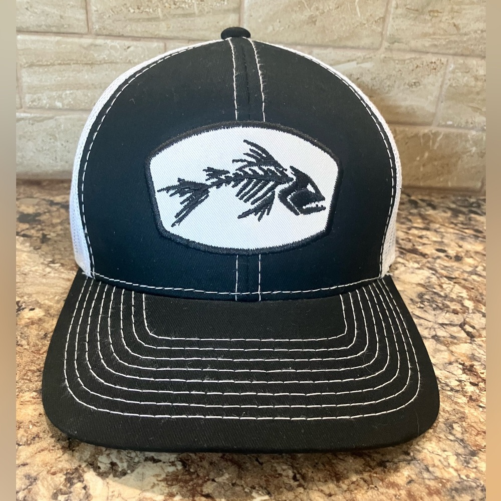 Black and White Snapback Hat with Mesh Back